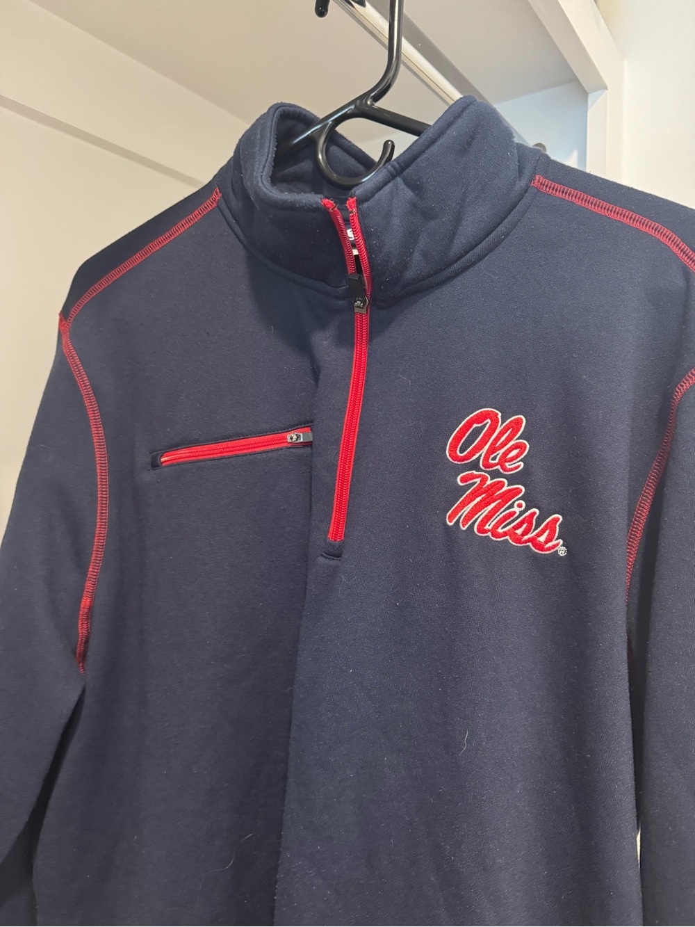 Gear For Sports Navy and Red Ole Miss Quarter-Zip Pullover